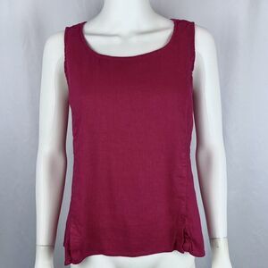 Kleen Small Linen Blend Pink Sleeveless Scoop Neck Tank Top Blouse